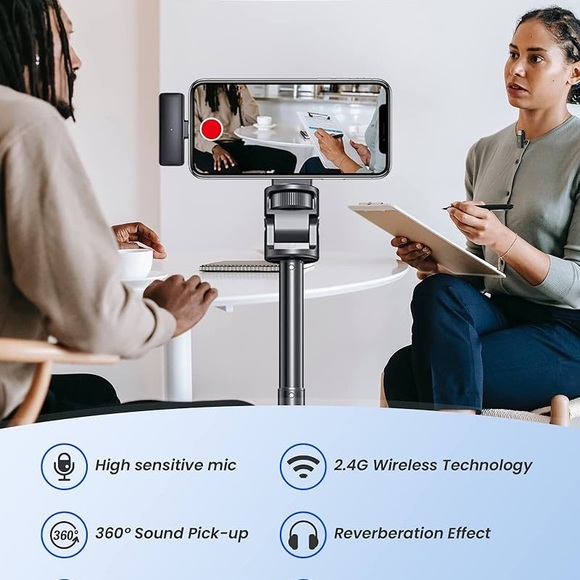 NIB - Wireless Lavalier Mini Microphone for iPhone with Charging Case (Black) - Picture 2 of 8